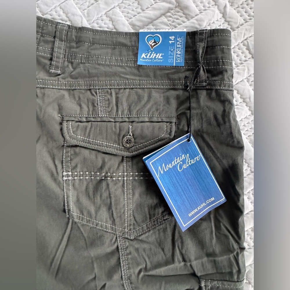NWT Kuhl Resistor Cargo Shorts Charcoal Grey Kuhlkurve Hiking Trek Camp Women 14 - Picture 4 of 16